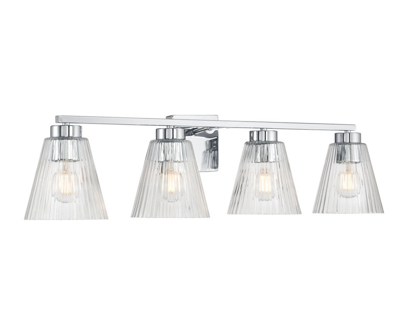 Meuble-lavabo 4 lumières 31,75 po Alun, H 7,75 po x l 31,75 po x P 6,5 po, Chrome chrome, 4 lumières