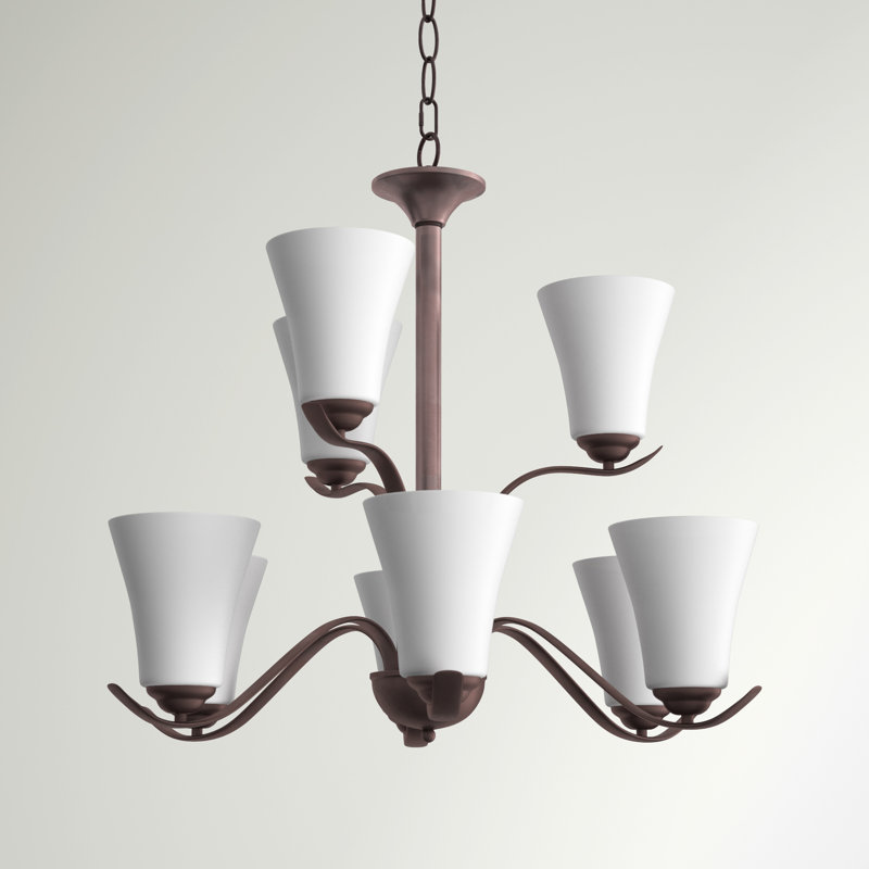 Lustre classique unique à 9 lumières Lavalley, Bronze huilé
