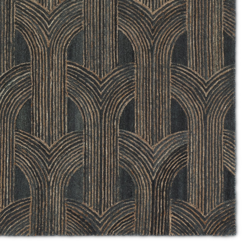 Verde Home By Jaipur Living Manhattan PVH14 Handmade Geometric Gray and Taupe Area Rug (5'x8'), Rectangle 8' x 10'