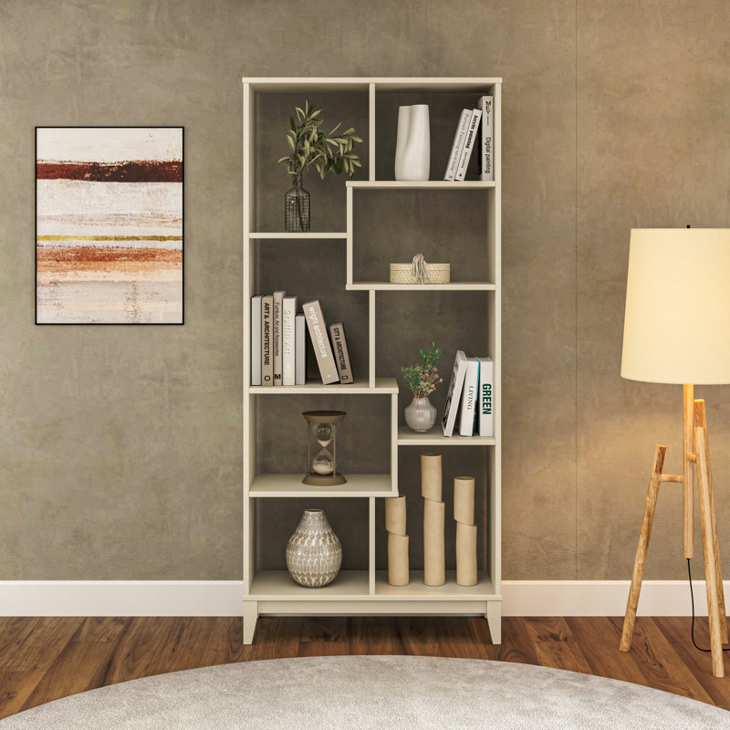 Bibliothèque en bois massif Geometrix, Cream