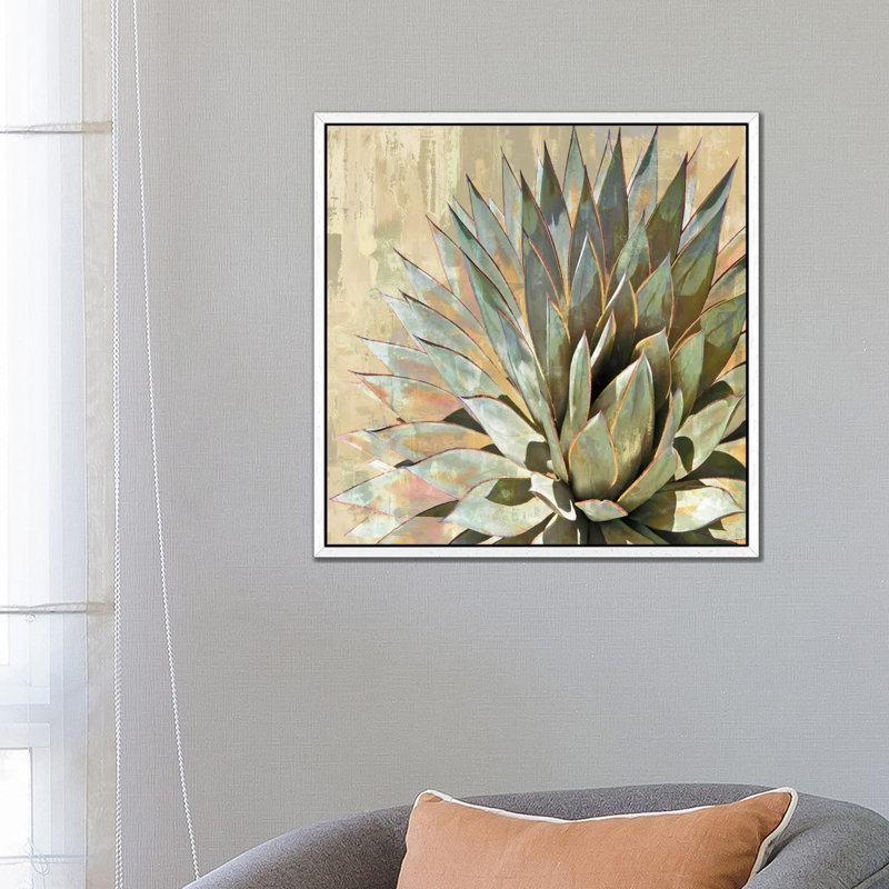 Succulent I by Lindsay Benson - Painting on Canvas, White Framed Canvas, 66.04 cm H x 66.04 cm W