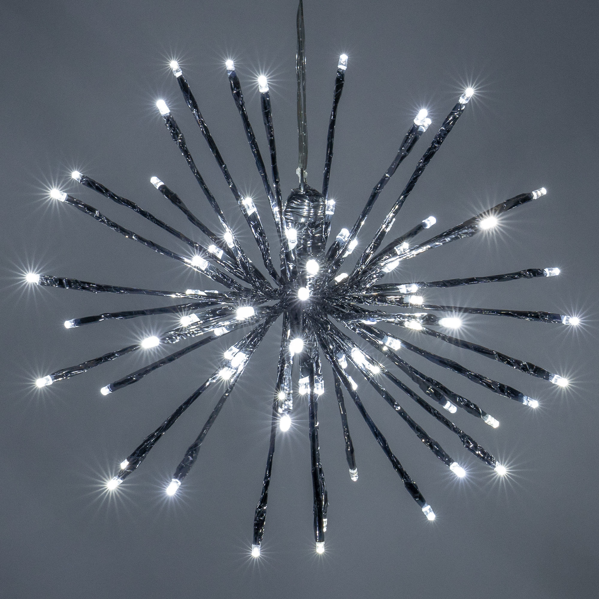 LED Twinkle Light Indoor/Outdoor Starburst Lighted Branch, Silver/Cool White, 12"