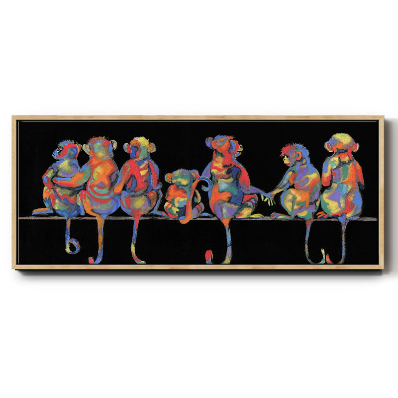 Fun Monkeys - toile encadrée, H 20 po x l 50 po