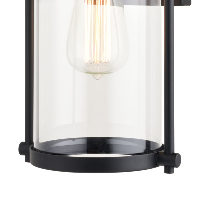 Ashien 14.25 in. H 1-Light Matte Black Dusk to Dawn Sensor Outdoor Wall Sconce, Durable Metal, Clear Glass Shade, LED Compatible for Exterior Porch Patio Front Door or Garage