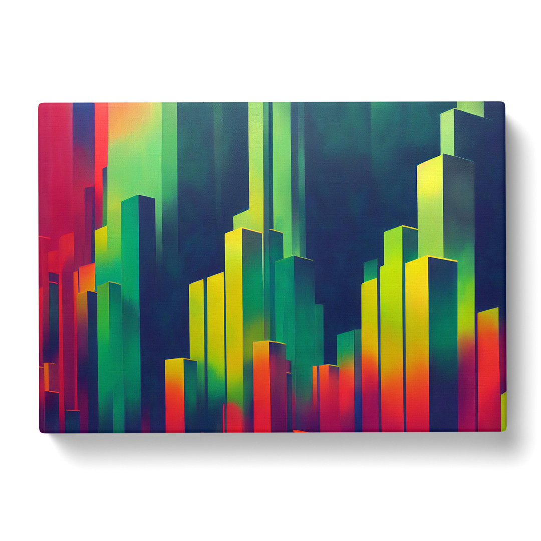 Supreme Skyscraper Skyline Abstract - Wrapped Canvas