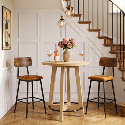 Light Wood Round Bar Table