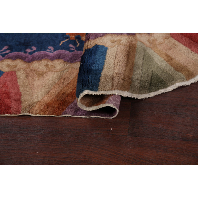 Tapis oriental antique 100% teinture végétale Art déco noué à la main 9 x 11