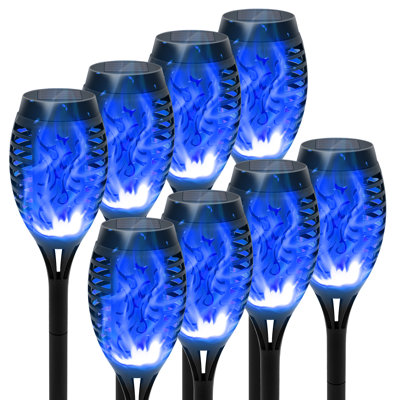 The Holiday Aisle® 8pcs Outdoor Solar Torch Flame Lights for Garden Decor, Orange