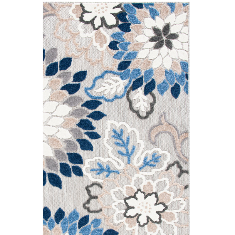 Dellia Performance Floral Indoor/Outdoor Area Rug, Square 6'7"