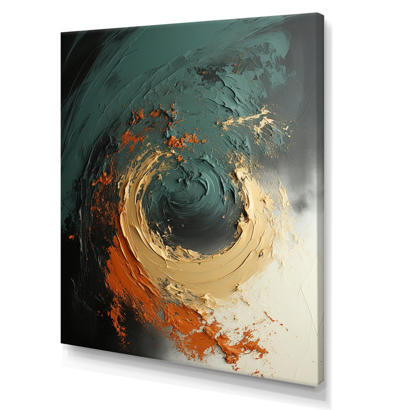 Tempête de pierre orange III - art mural abstrait, Toile tendue, H 44 po x l 34 po x P 1,5 po