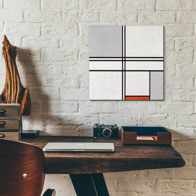 "Composition No. 1 gris et rouge, 1935" par Piet Mondrian, H 12 po x l 12 po x P 0,13 po