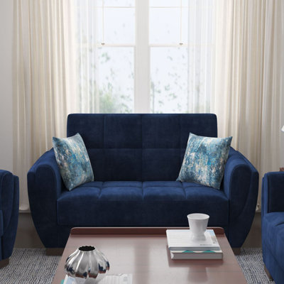 Causeuse convertible avec rangement en microfibre bleue Primenest Collection Nimbusflow
