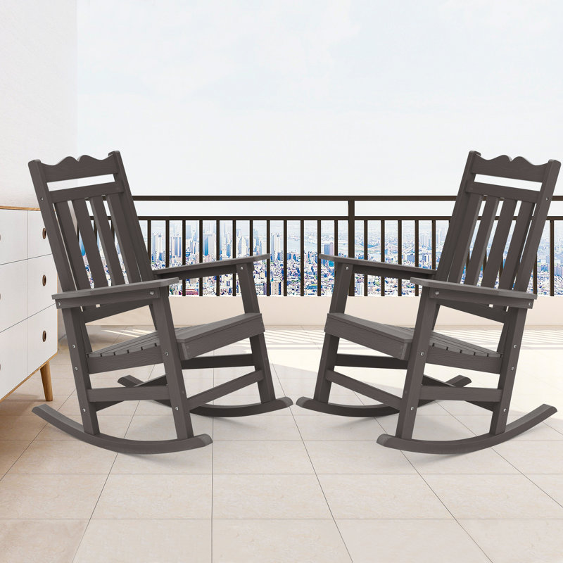 Chaise Adirondack berçante en plastique Anick, Café