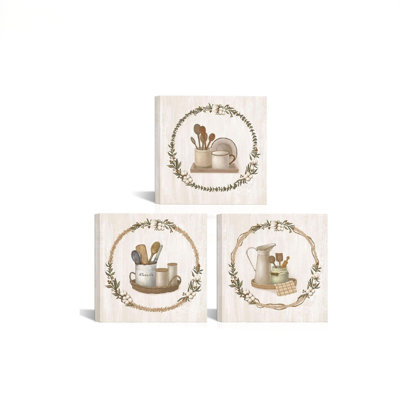Ensemble d'ustensiles de cuisine sur toile Farmhouse, paquet de 3, 16 x 16 po
