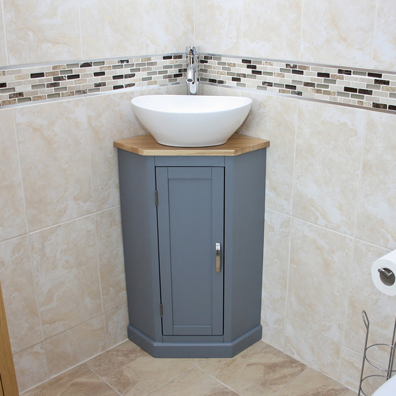 Lewiston Free-standing Corner Vanity, Grey