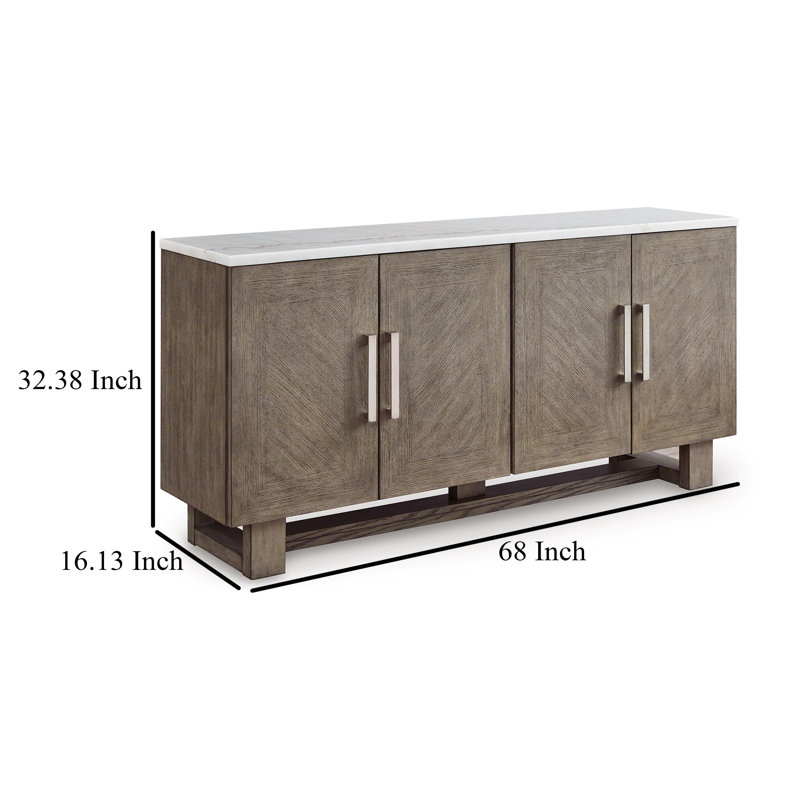 Grayish Brown and White 68" TV Stand with Marble Top