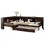 Lit plateforme en L simple avec lit gigogne, lit plateforme en bois massif avec tiroirs et tablettes de rangement, pas de sommier nécessaire, espresso-252892233