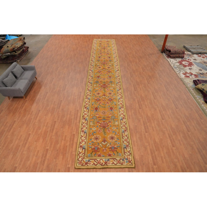 Tapis antique pré-1900 à teinture végétale Aubusson 5 x 29