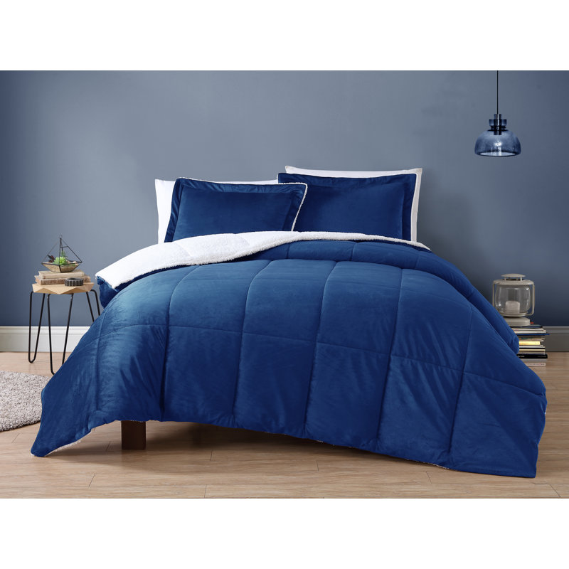 Polyester Standard Comforter, King Comforter + 2 Shams, Navy