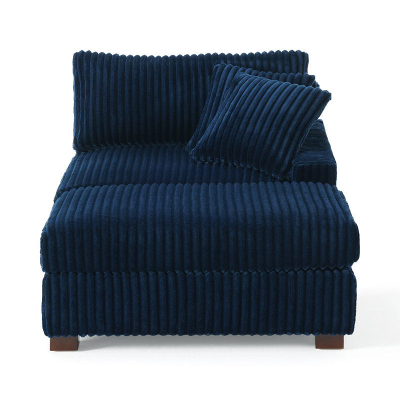Chaise longue modulable rembourrée en fausse fourrure de lapin en flanelle avec accoudoirs et coussins décoratifs, Bleu
