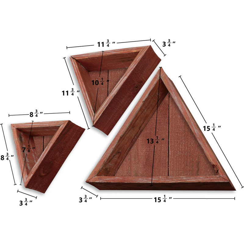 Triangle Accent Shelf with Adjustable Shelves, Salvage Red