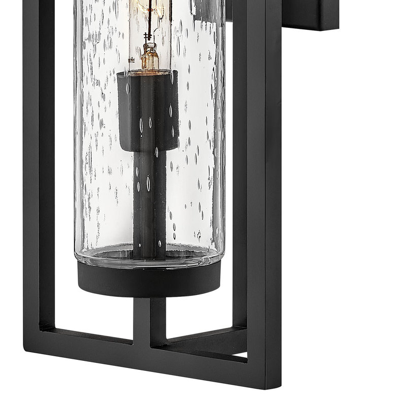 Cordillera Seeded Glass Outdoor Wall Lantern, Black, 26" H x 8.75" W x 7" D