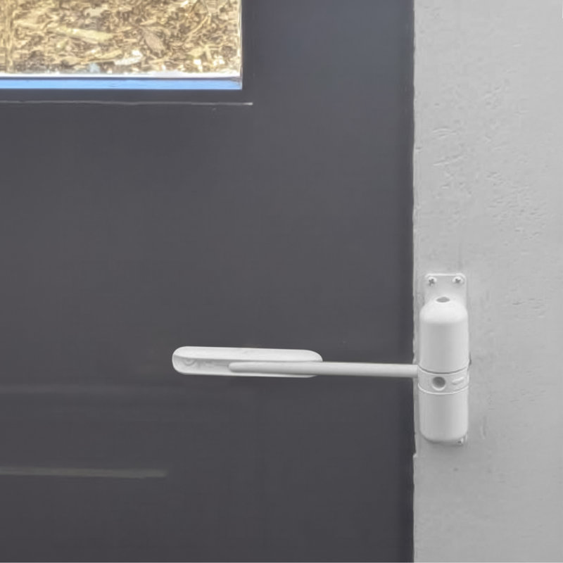 Safety Spring Door Closer – Easy to Install to Convert Hinged Doors to Self-Closing – Diecast Construction, 4-1/4 in. White, Non-Handed (Single Pack)