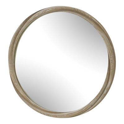  Landry Round Light Wood Mirror