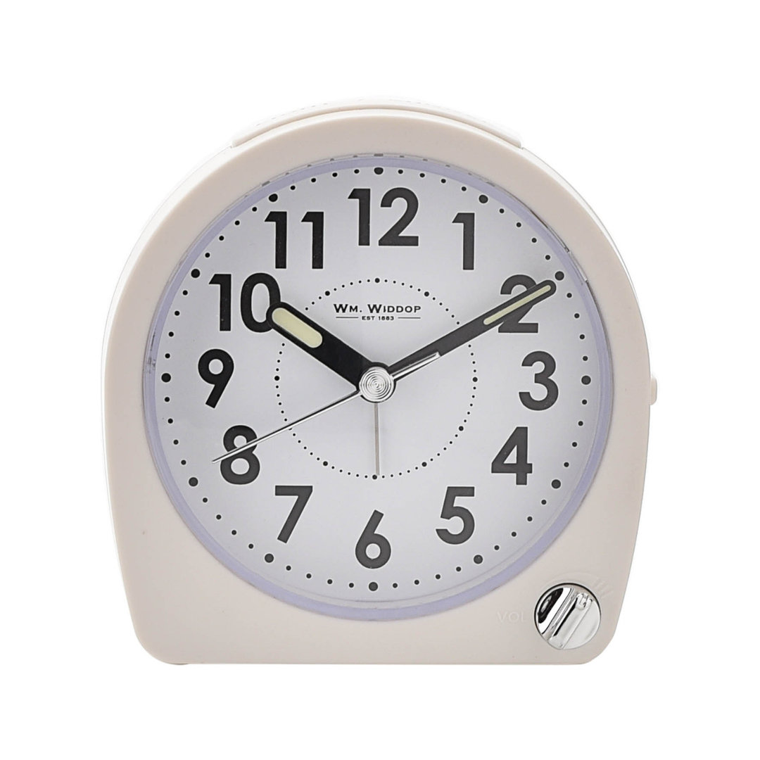 Analog Battery-Operated Alarm Tabletop Clock in White