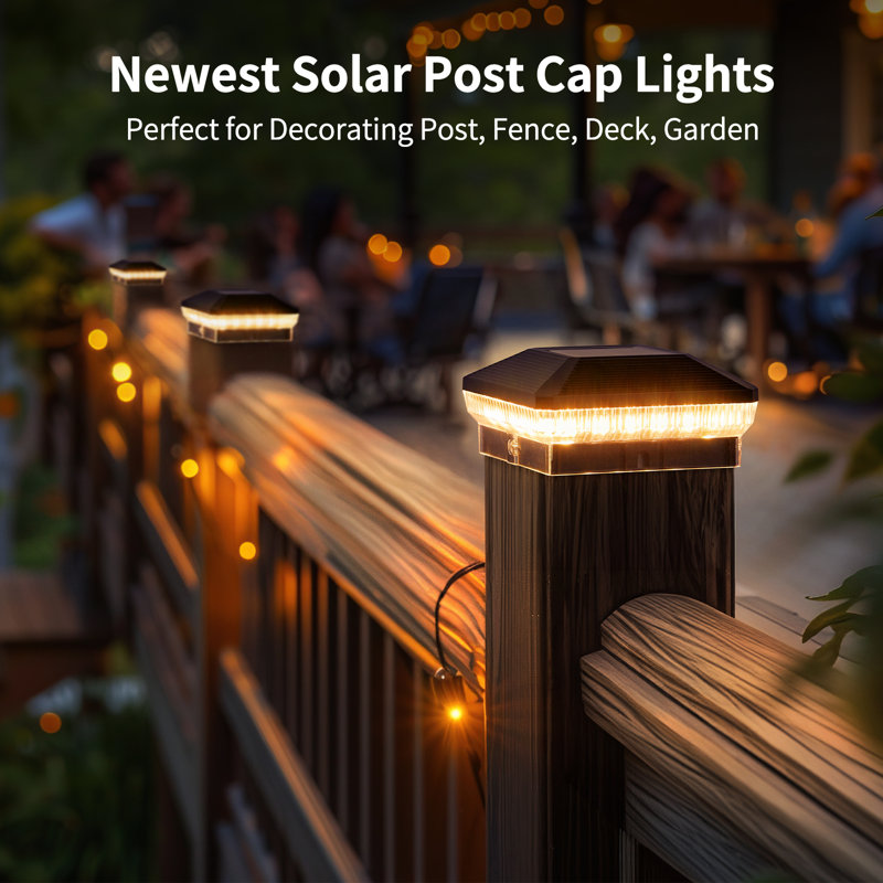 Lampadaire solaire pour poteau d'extérieur, 40 lumières à DEL 4X4 extérieures imperméables avec 3 modes, poteau de clôture de 30 lumens, poteau de clôture à énergie solaire pour poteau en bois et vinyle