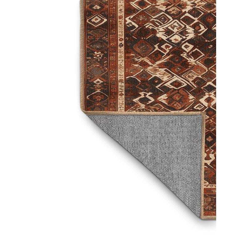 Machine Washable Persian Brown Area Rug, Square 8'