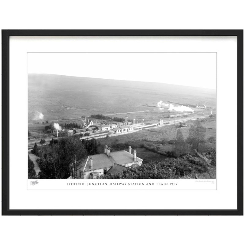 Lydford, Junction, Railway Station And Train 1907 by Francis Frith - Single Picture Frame Print, 45cm H x 60cm W x 2.3cm D