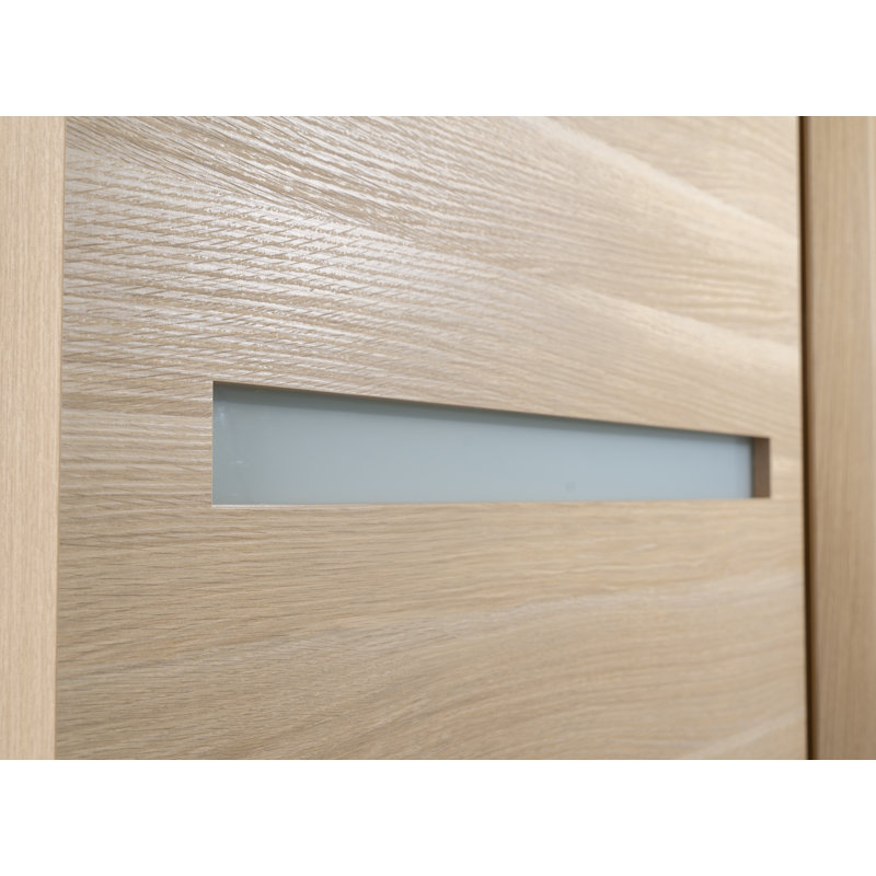 Porte intérieure moderne pré-suspendue en chêne blanc préfini Urban Vetro, 28 po x 80 po, À gauche