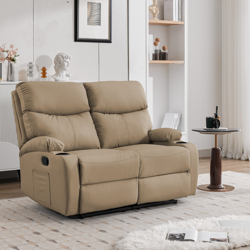Loveseat Recliner Sofa,double Reclining Loveseat With Side Pockets,small Couch For Living Room, Rv, Home Theater Seating-Brown