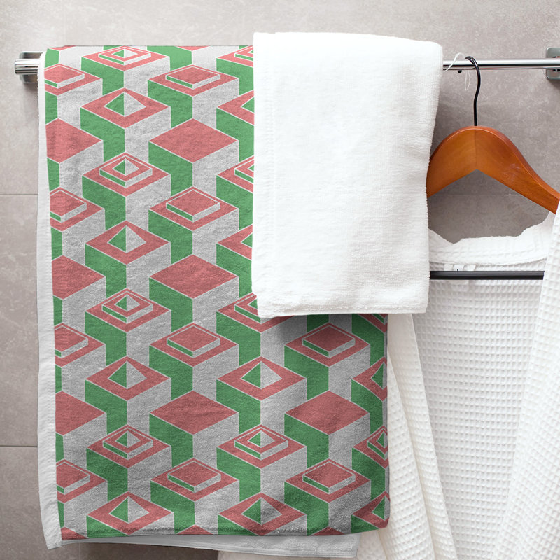 Classic Skyscrapers Bath Towel, Pale Violet Red/Teal