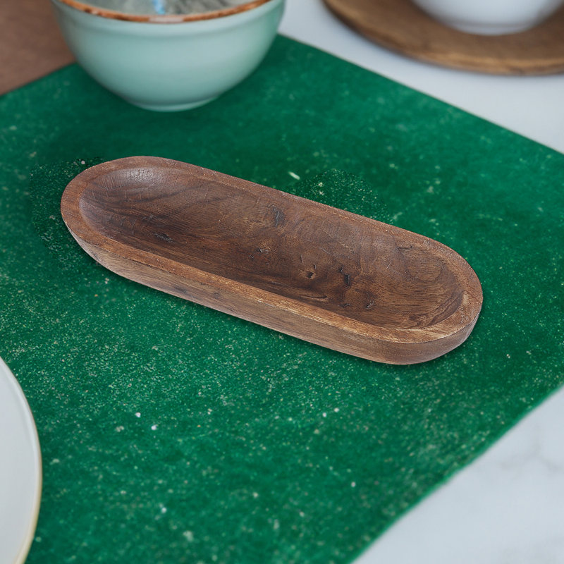 Petit plateau ovale en bois Mango, 12" H x 5" W x 1.5" D