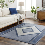 Bradli Rectangle Machine Woven Polypropylene Area Rug in Blue