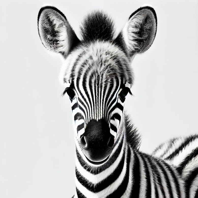 Striking Baby Zebra - Art mural sur toile tendue, H 12 po x l 12 po