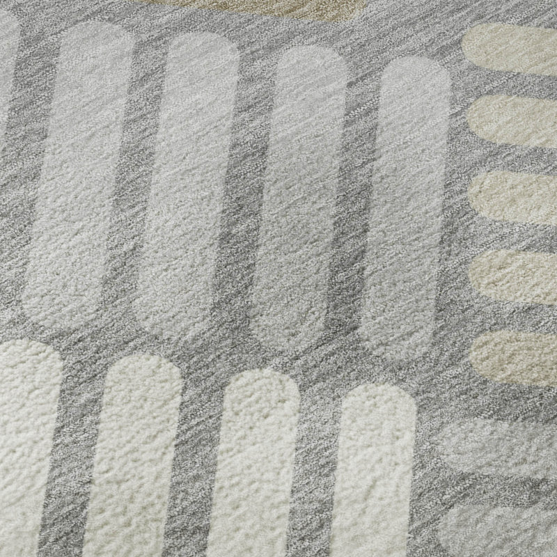 Premium Machine Washable Mayfield AMF2339 Geometric Rug, Gray, 9' x 12'
