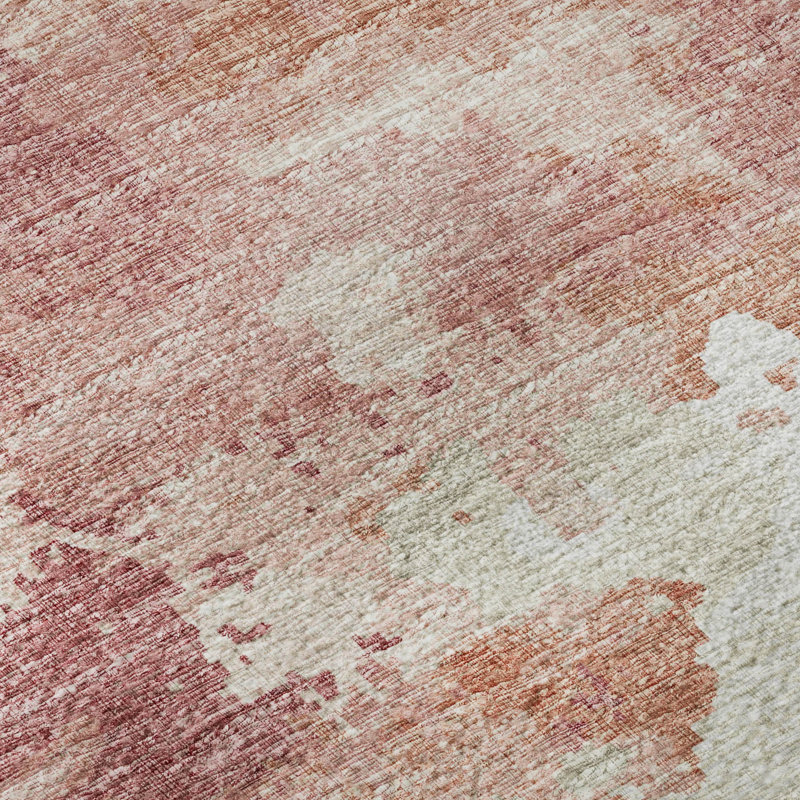 Premium Machine Washable Hintzen AMF67 Pink Rug, Round 8'