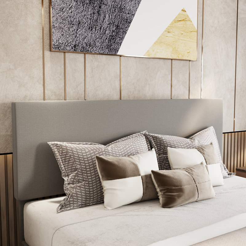 Litta Upholstered Platform Bed, Light Gray, Queen