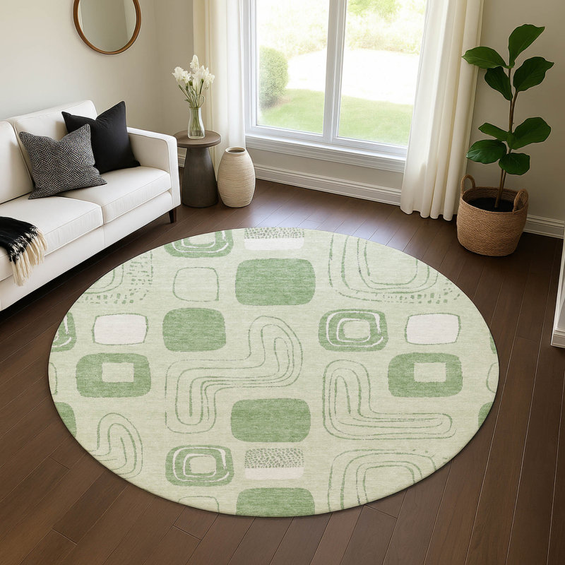 Premium Machine Washable Slesnick AMF1670 Geometric Rug, Round 8'