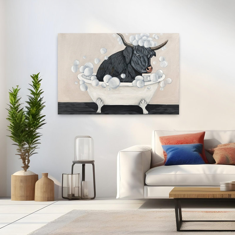 Sir Baron dans le bain, art moderne abstrait, H 32 po x l 48 po