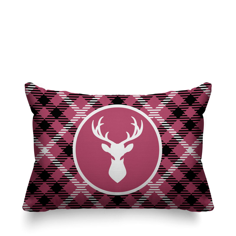 Coussin décoratif intérieur / extérieur Tartan Reindeer, Rose