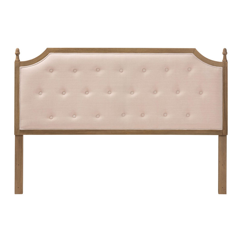 Baxton Studio Lourdes Upholstered Headboard With Solid Wood Frame - Tufted Backrest Panel With Curved Top, Elegant Bedroom Décor, Queen Size