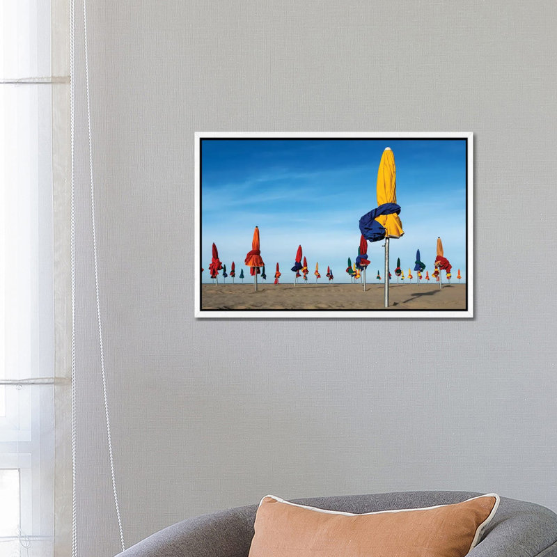 Les Parapluies De Deauville 1 Piece Floater Frame Wall Art on Canvas