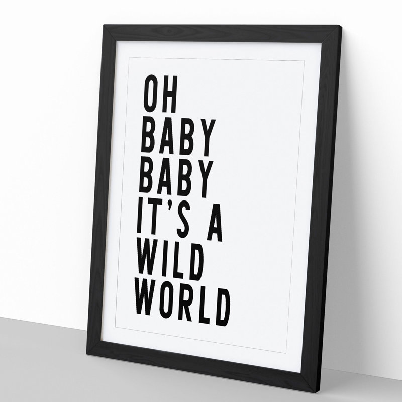 Wild World - Picture Frame Typography, Black, 90cm H x 65cm W x 2cm D