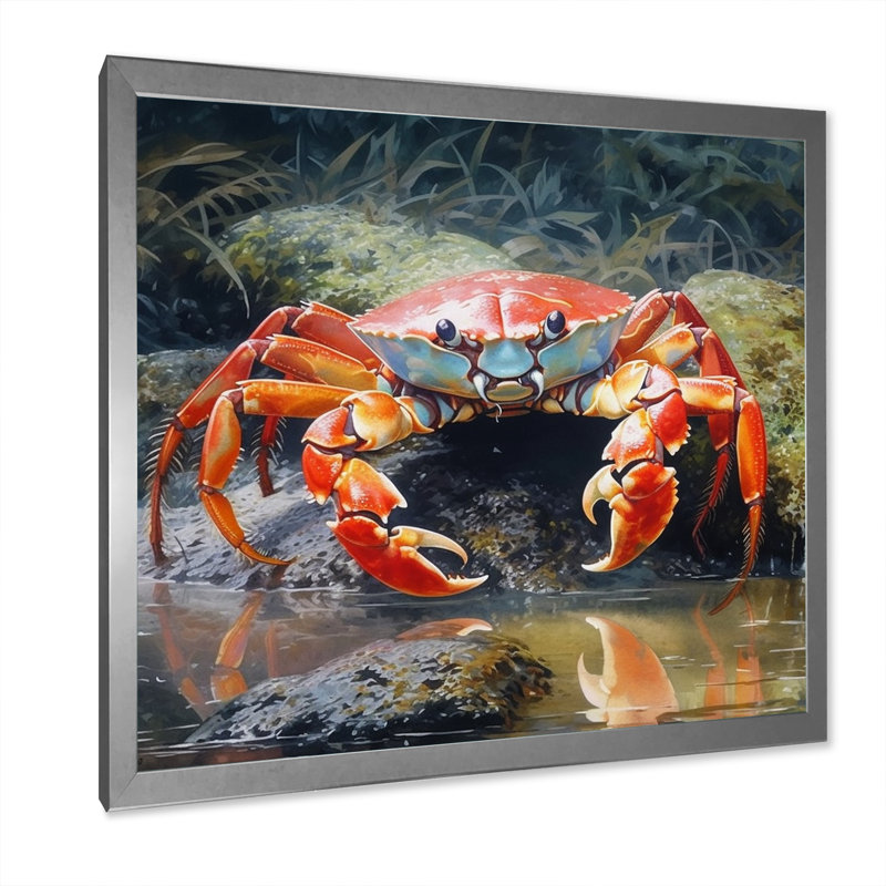 Crab Beachcombers III sur impression sur toile, H 36 po x l 36 po x P 1,5 po, Cadre simple argenté