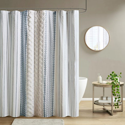 Rideau de douche en coton avec chenille