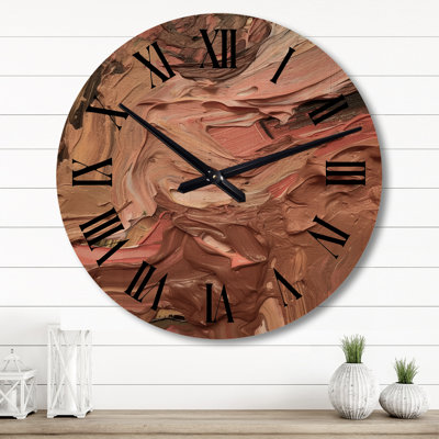 Chocolate Bliss Abstract Painting I - Abstract Painting Oversized Wood Wall Clock